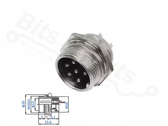 Signal connector Aviation GX16  6 pin male/female